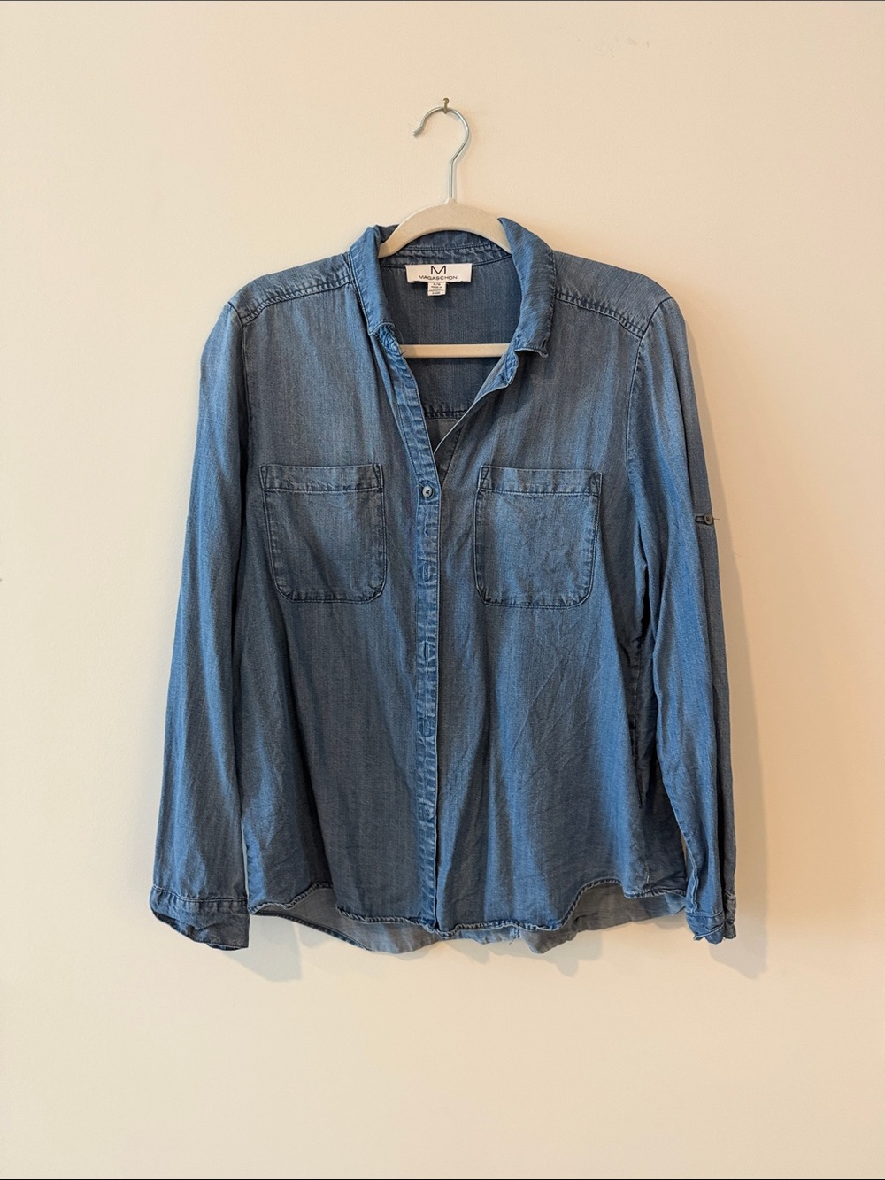 Magaschoni Blue Denim-Style Button Down Shirt